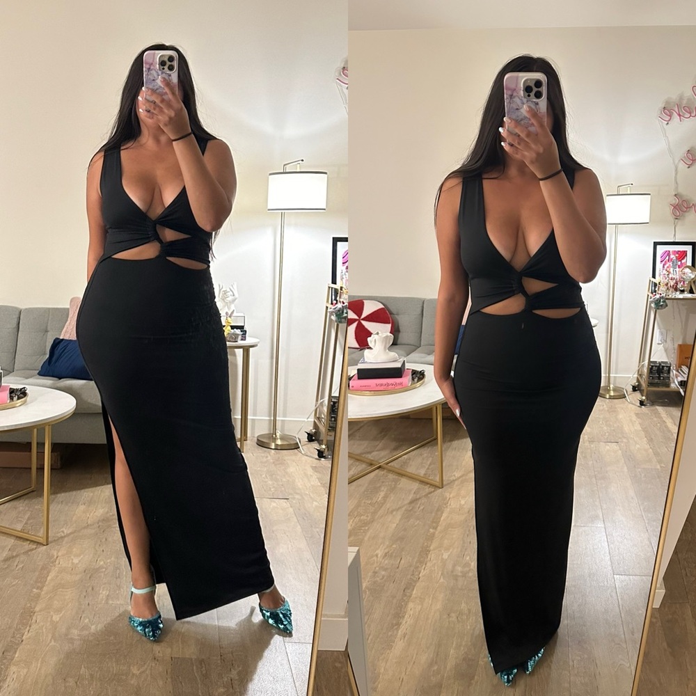 *24 FRIDAY SALE* Femme Fatale Cut Out Black Maxi Dress - Picture 5 of 5